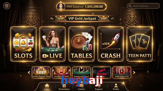 Main screen of Heybaji casino page for PK players